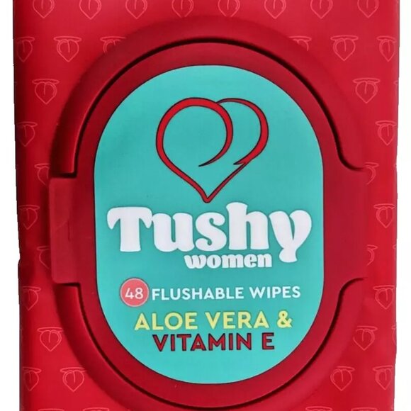 6 pack of TUSHY WOMEN Flushable Aloe Vera & Vitamin E Wipes #48wipes each - Picture 5 of 7